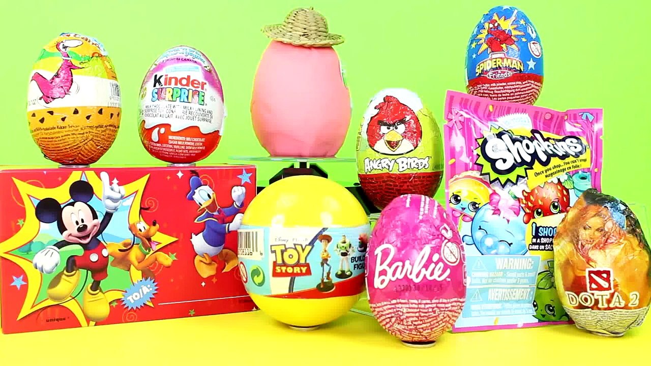 Surprise Eggs Barbie Shopkins Mickey Mouse Angry Birds Tom and Jerry Spiderman Toy Story
