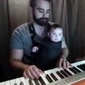 Cute Baby listening piano and got sleep