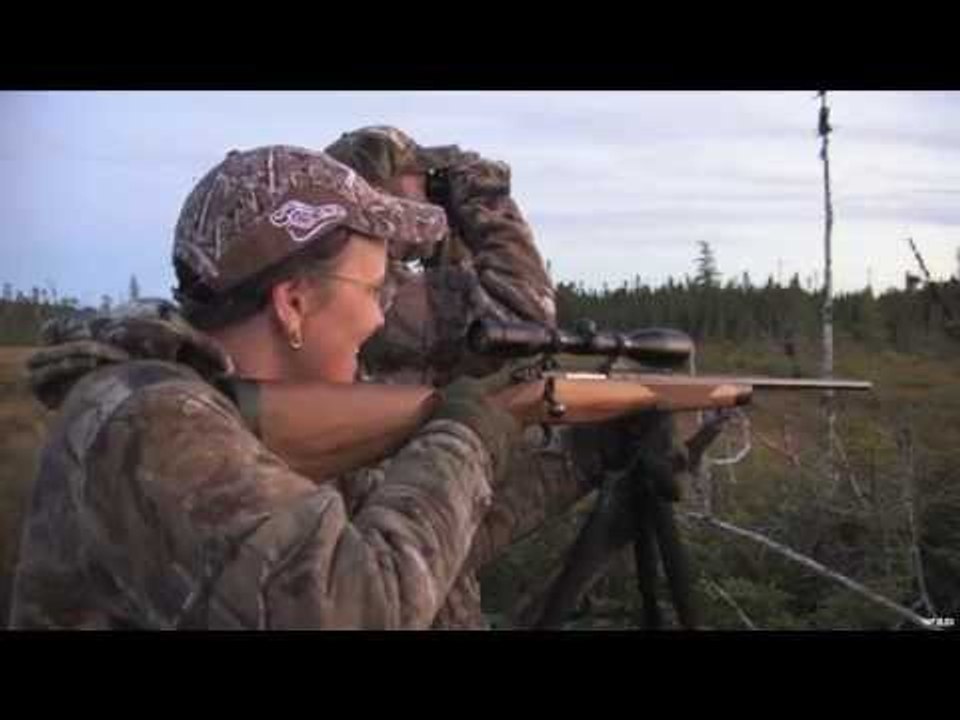 Lady Takes Down Moose in Newfoundland