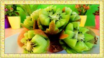 Art In Kiwi Fruit Lotus Flowers & Swans Vegetable and Fruit Carving Garnish _ Fruit Decoration