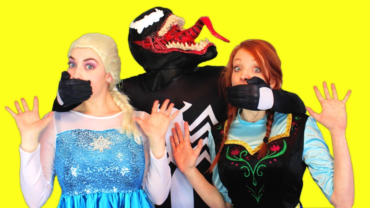 Spiderman vs Venom vs Frozen Elsa & Anna! Elsa & Anna are Kidnapped in Real Life Superhero Movie! (1080p)