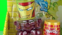 Play Doh MARVEL CAN HEADS Smashdown Hulk Playset Playdough 2015 Toys Iron Man Fights Hulk