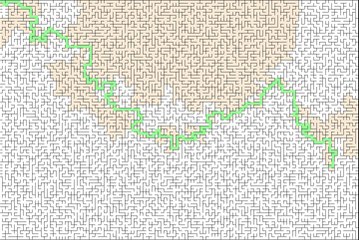 Détermination du chemin dans un labyrinthe parfait de 80 lignes et 120 colonnes