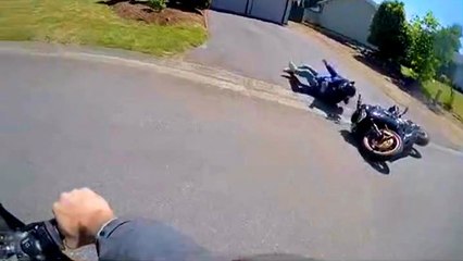 Motorcycle Thief Gets A Double Serving Of Instant Justice