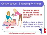 French Lesson 156 - Shopping Buying shoes - Dialogue Conversation + English subtitles