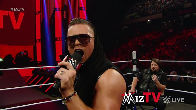 AJ Styles attacks The Miz on the set of Miz TV: Raw, February 1, 2016