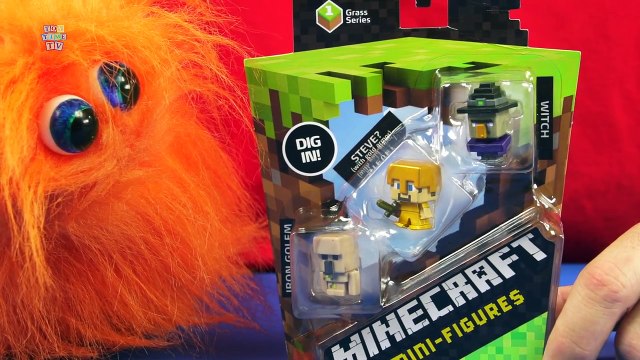 MineCraft Mini Figures Steve Gold Armor Iron Golem Witch Collectable Toy Review Mattel
