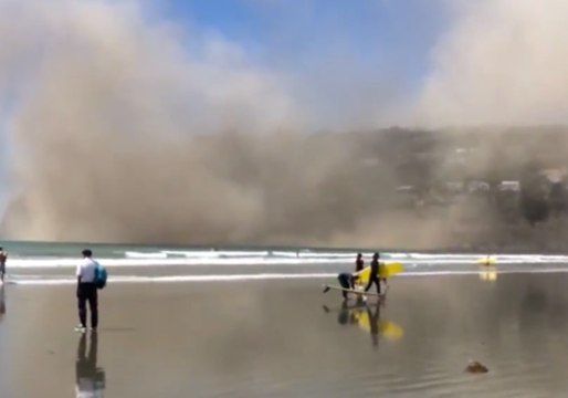 Dust Engulfs Christchurch Cliffs After Quake