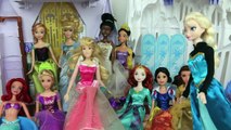 Frozen Disney Princess Barbie Sleepover Party ❤ Elsa Anna Rapunzel Ariel Mermaid Cinderella Belle