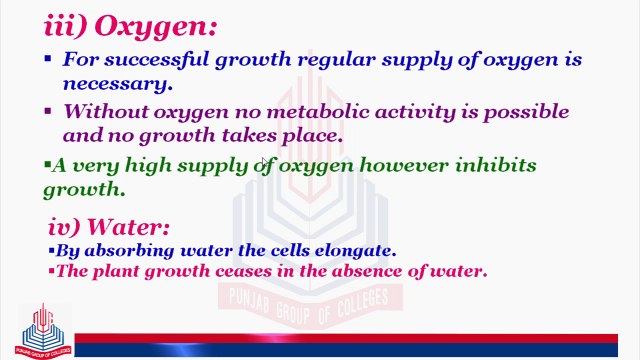 Condition of Growth , External Factor (Oxygen, Water & Carbon Dioxide) & Internal Factor (Hormones & Vitamins )
