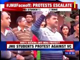 JNU students protest against Vice Chancellor