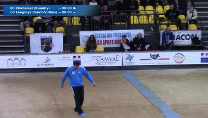Mène 1, finale Challamel contre Langloys, Troisième étape du Super 16, Sport Boules, Mâcon 2016