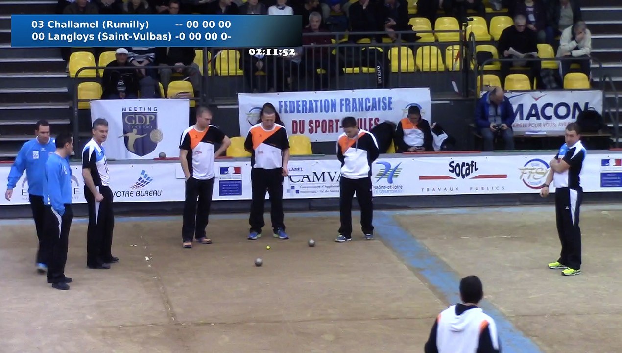 Mène 2, finale Challamel contre Langloys, Troisième étape du Super 16, Sport Boules, Mâcon 2016