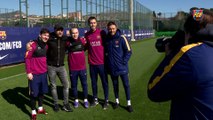 Eros Ramazzotti visit FC Barcelona training session