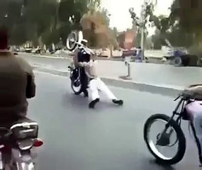 Amazing crazy guy motorbike action