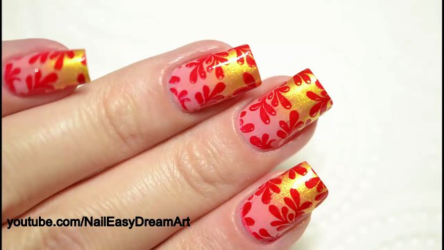 Gradient Stamping Nail Art Tutorial Градиентный маникюр и Стемпинг дизайн Осень 2015