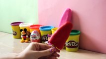Play Doh Popsicles Ice Cream Unboxing Kinder Surprise Mikey Mouse Minnie Disney Hello Kitty