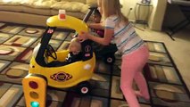 Baby Cab Driver Riding in the Little Tikes Cozy Coupe Cab