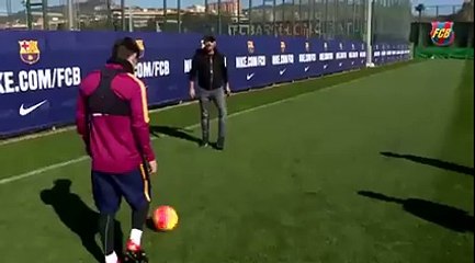 Lionel Messi scored from impossible angle during today training 15.02.2016