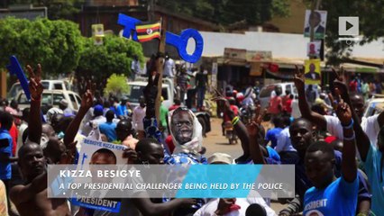 Tear gas, scuffles as Ugandan presidential challenger held by police
