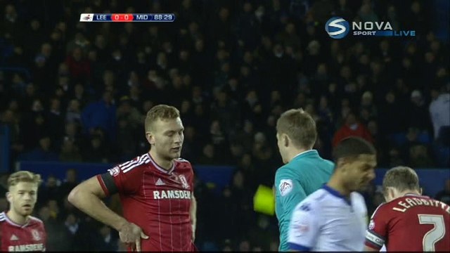 Ben Gibson Red Card -Leeds United 0-0 Middlesbrough