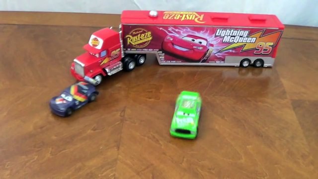 Disney Cars New Stunt Racers Chick Hicks and Max Schnell Doing Stunt Tricks with Mack Truck Hauler