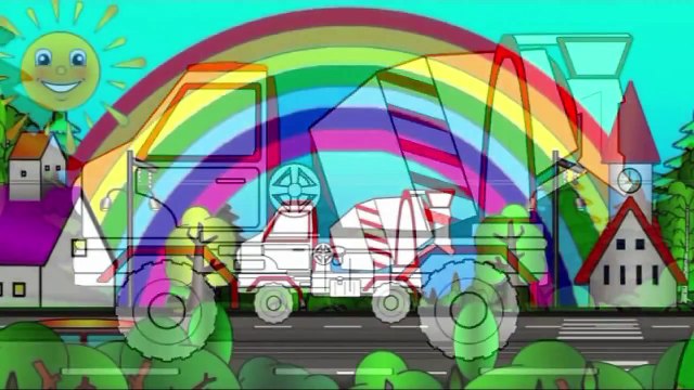 Мультфильмы про машинки и цвета. Раскраска Бетономешалка. Волшебная Радуга