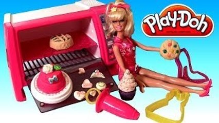 Play Doh BARBIE Pastry Chef Make, Bake & Decorate Cakes Kitchen Baking Oven Toy