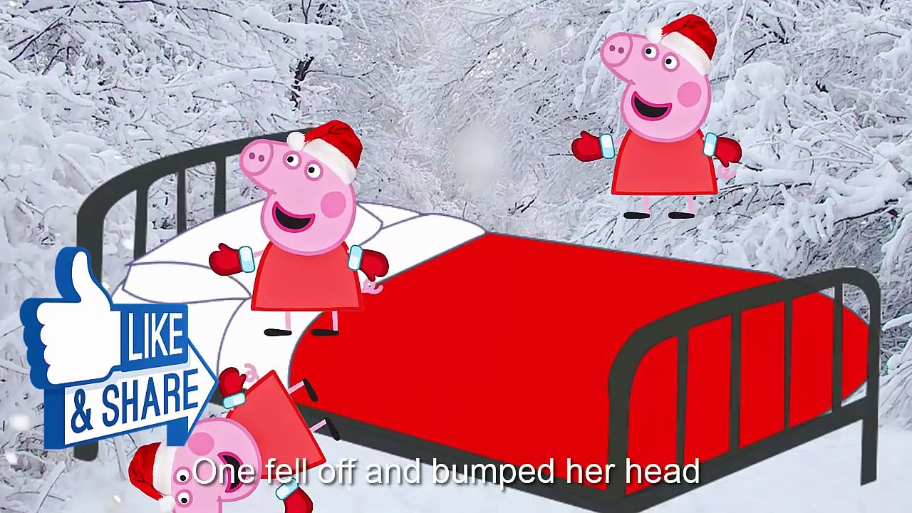 Five Little PEPPA PIG Christmas Jumping on The Bed - Five little monkeys Nursery Rhymes