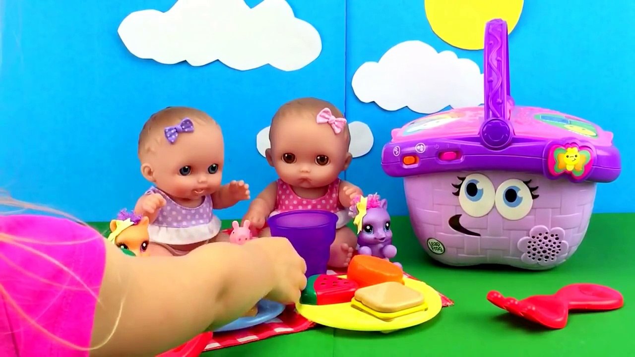 Twin Babies Baby Dolls Lil Cutesies Doll Picnic Basket in The Park Peppa Pig MLP Fashems Toy Videos