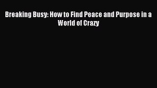 Download Breaking Busy: How to Find Peace and Purpose in a World of Crazy Ebook Free