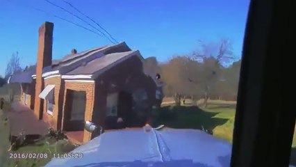 Struck By A Vehicle,Trucker Crashes Into A House