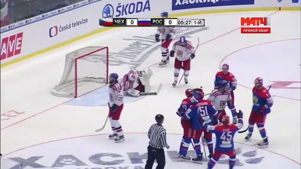 Хоккей. Евротур. Россия - Чехия. Роман Любимов открывает счет в матче