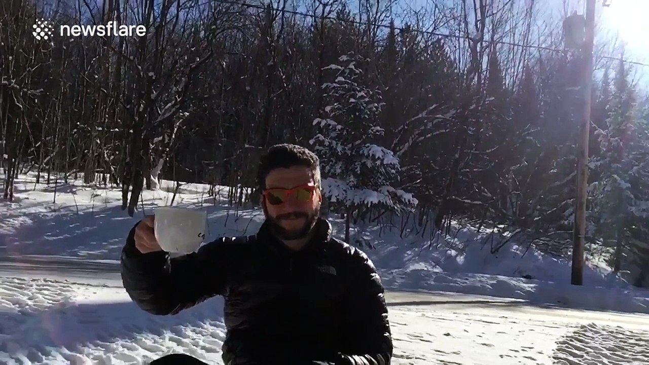 Tobogganing in -32C temperatures with a morning cup of coffee
