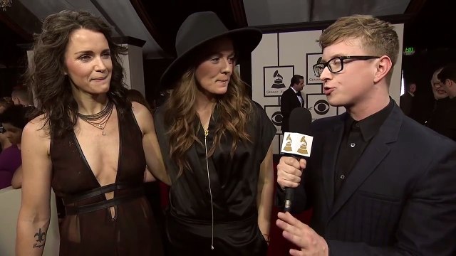 Brandi Carlile with Tyler Oakley _ Red Carpet _ 58th GRAMMYs