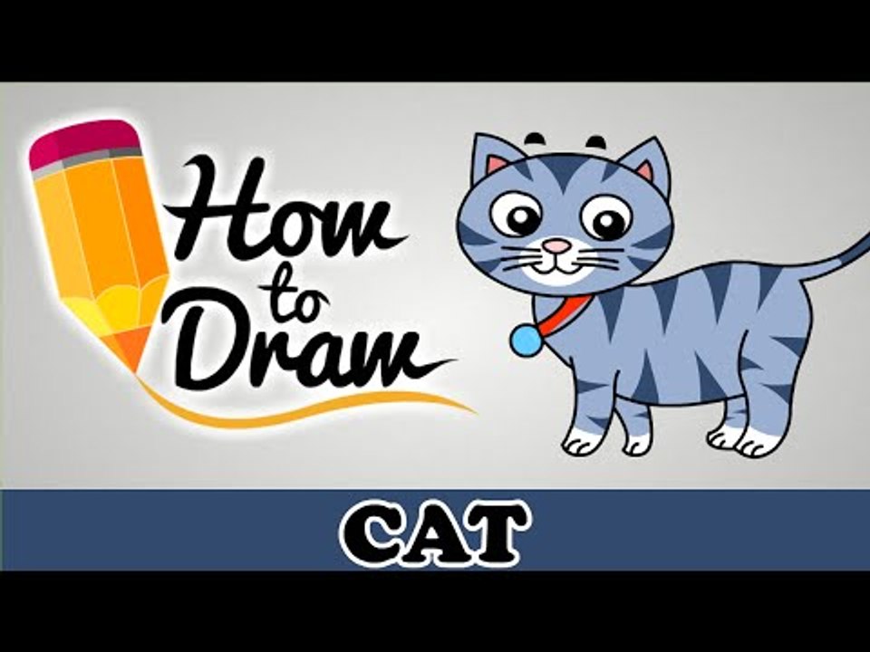 How To Draw A Cute Cat - Easy Step By Step Cartoon Art Drawing Lesson Tutorial For Kids & Beginners