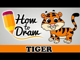 How To Draw A Tiger - Easy Step By Step Cartoon Art Drawing Lesson Tutorial For Kids & Beginners