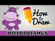 How To Draw A Hippopotamus - Easy Step By Step Cartoon Art Drawing Lesson Tutorial For Beginners