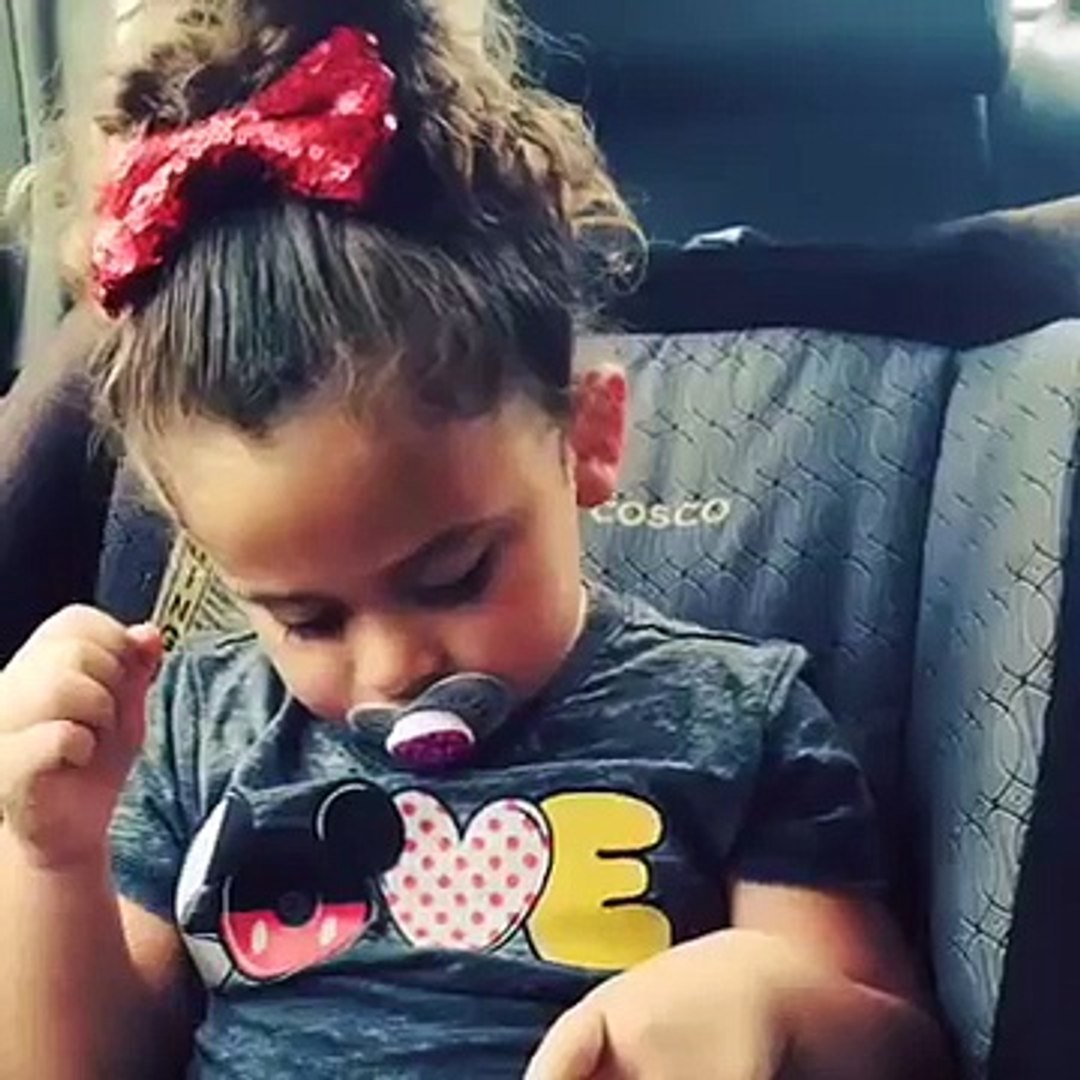 ⁣Toddler Dances to Music in Car | White Iverson by Post Malone