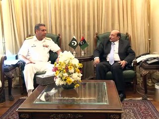 REAR ADM FAROOQ AHMED COMMANDER KARACHI CALLED ON CM SINDH SYED QAIM ALI SHAH (16-02-2016)