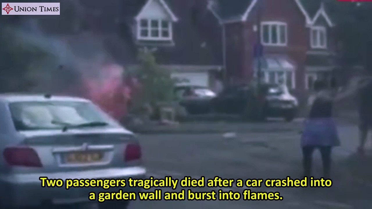 Car crash fire explosion kills 2