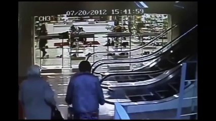 Dumb Old Grandma gets stuck in escalator! Ridiculous...