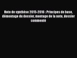 [PDF Télécharger] Note de synthèse 2015-2016 : Principes de base démontage du dossier montage