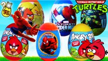 6 Surprise Eggs Unboxing: SPIDERMAN 3, ANGRY BIRDS & NINJA TURTLES TMNT | Toy Collector
