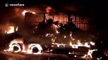 Hundreds of goats killed in lorry fire