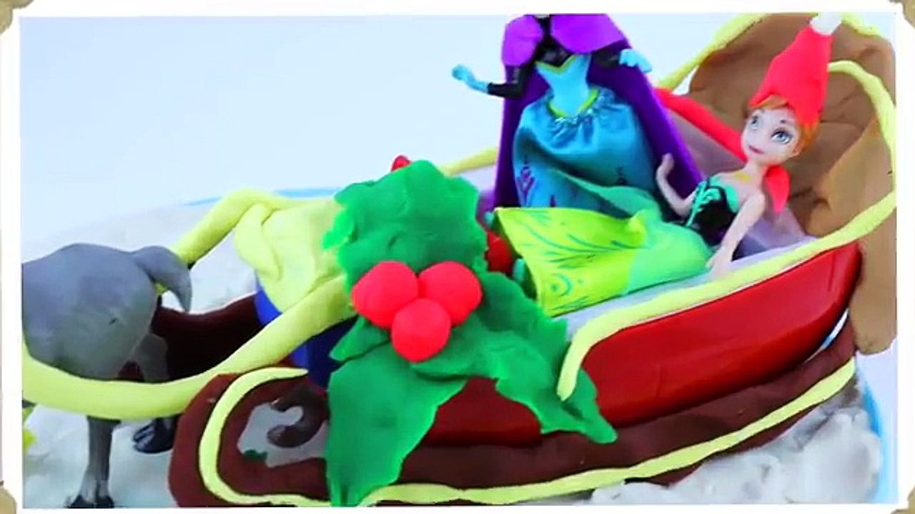 New Christmas video! How to Make a Sleigh with Play Doh Frozen Elsa and Anna in the Snow