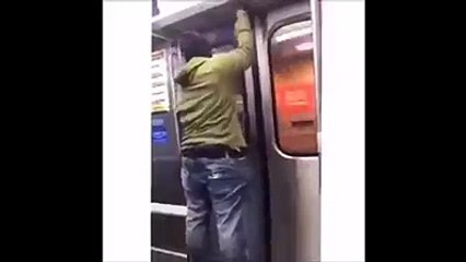 Crazy Guy Jumps of Train