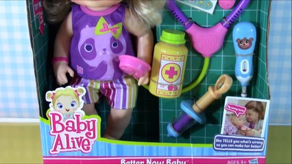 Baby Alive Better Now Baby Doll! Sick Dolly gets a medicine and shot!Baby gets a SURPRISE TOY!