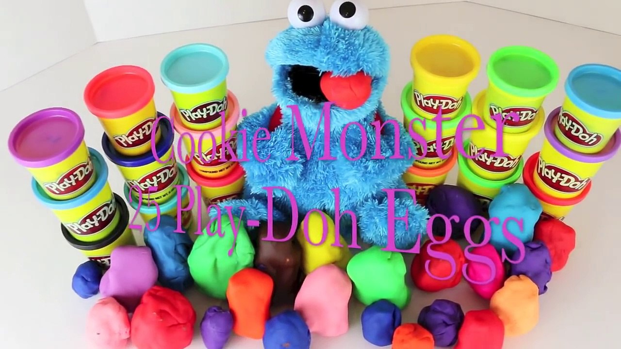 Cookie Monster 25 Play Doh Surprise Eggs Kinder Toys, Angry Birds, Legos, Super Mario