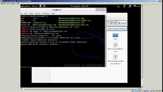 Install VirtualBox Guest Addition on Kali Linux 1.0.8 VM
